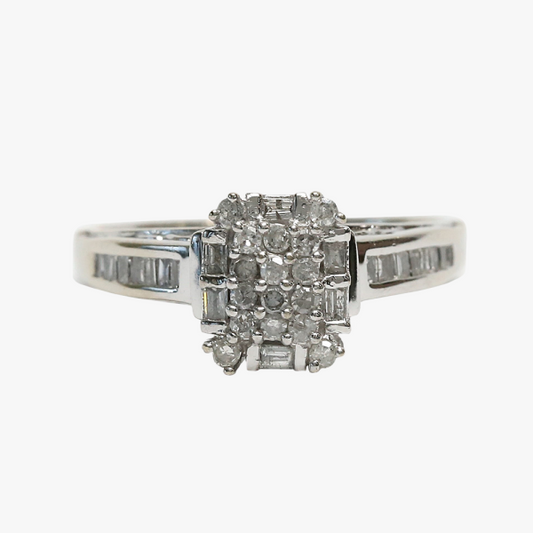 Inel cu Diamante din Aur Alb 14k