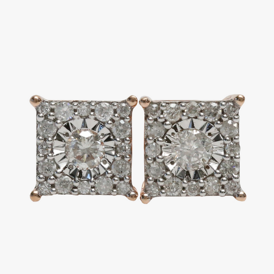 Cercei cu Diamante din Aur Roz 14k