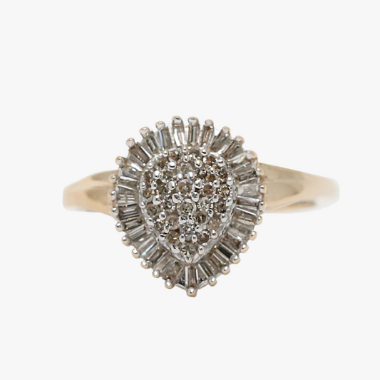 Inel de Cocktail cu Diamante din Aur Galben 10k