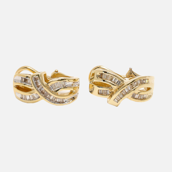 Cercei cu Diamante din Aur Galben 14k