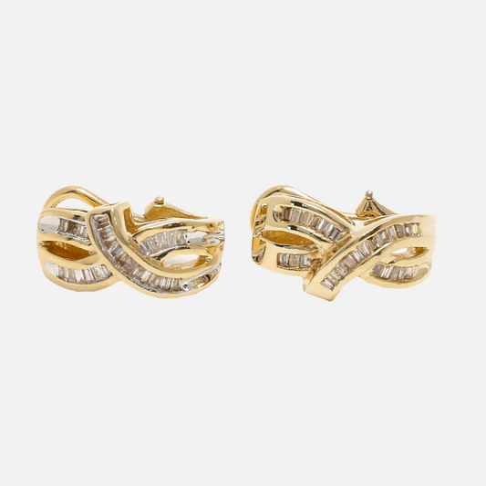 Cercei cu Diamante din Aur Galben 14k