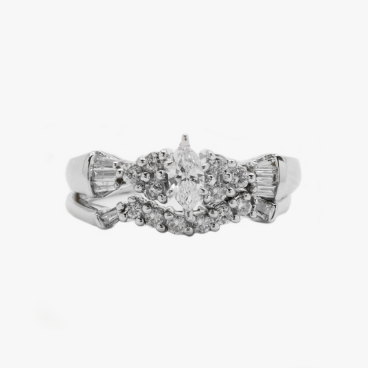 Set Formație De Nuntă cu Diamante din Aur Alb 14k