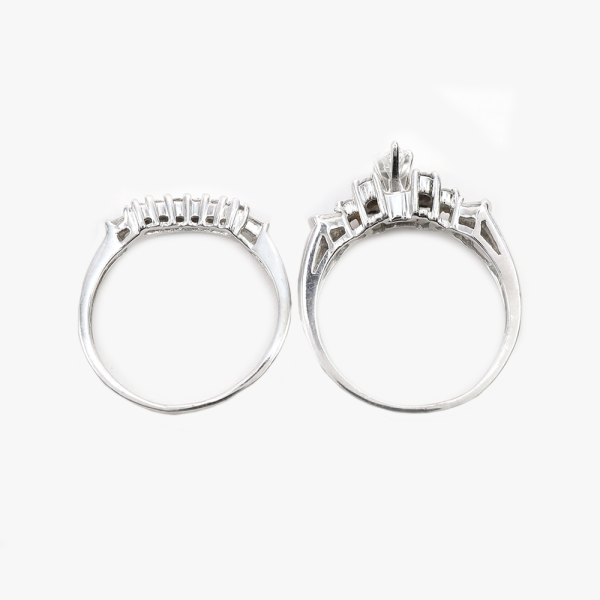 Set Formație De Nuntă cu Diamante din Aur Alb 14k