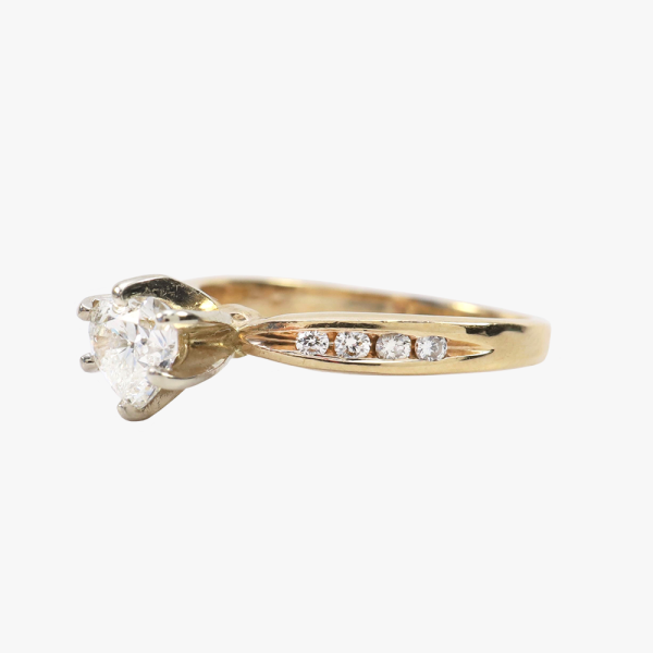Inel Logodnă Inima Cu Diamante din Aur Galben 14k