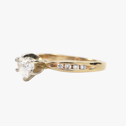 Inel Logodnă Inima Cu Diamante din Aur Galben 14k