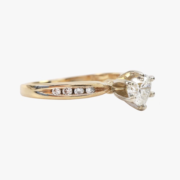 Inel Logodnă Inima Cu Diamante din Aur Galben 14k