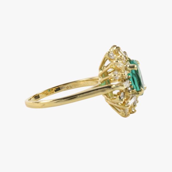 Inel Cu Diamante & Smarald din Aur Galben 18k