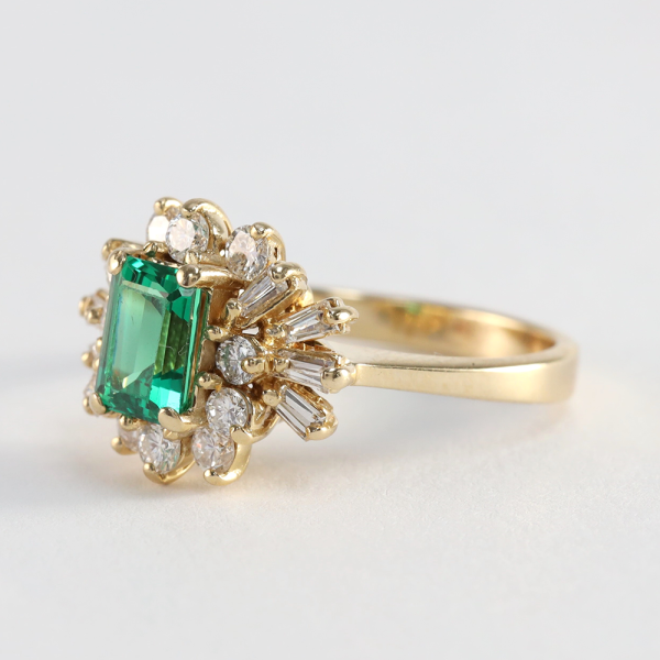 Inel Cu Diamante & Turmalină din Aur Galben 14k