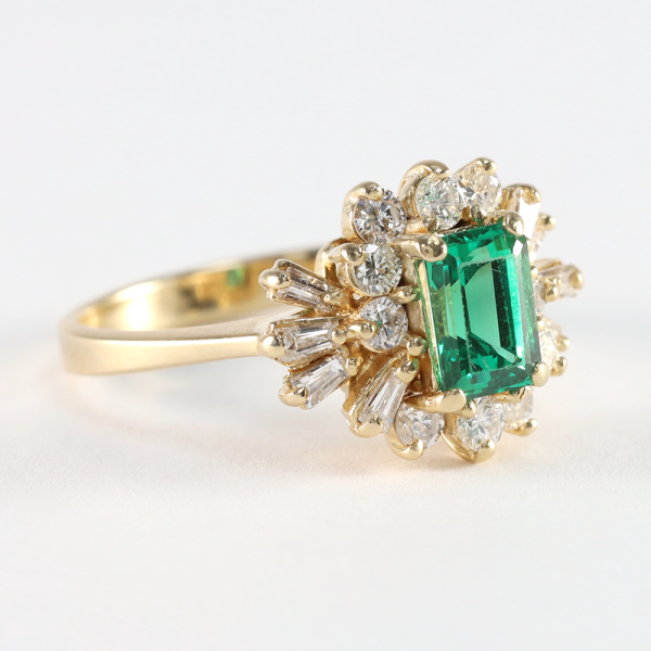 Inel Cu Diamante & Turmalină din Aur Galben 14k
