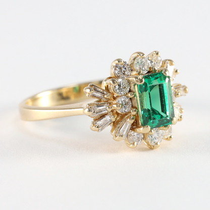 Inel Cu Diamante & Turmalină din Aur Galben 14k
