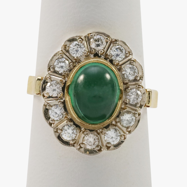 Inel Cu Diamante & Smarald din Aur Galben 18k