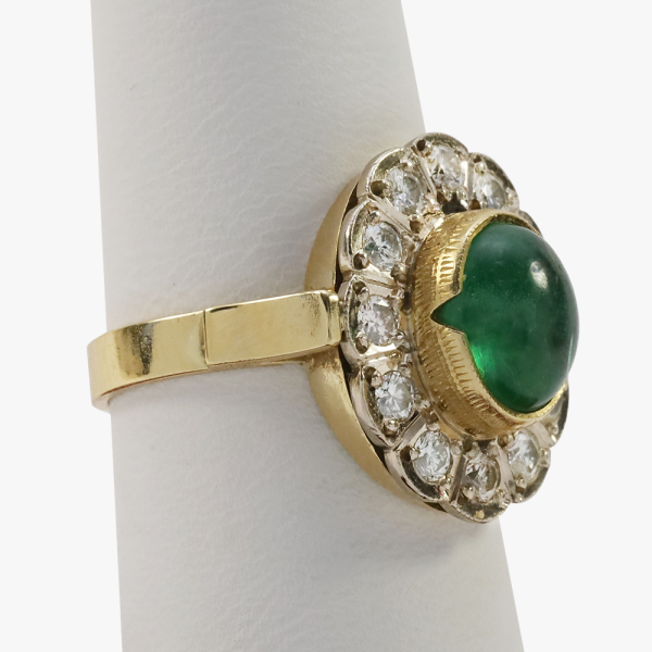 Inel Cu Diamante & Smarald din Aur Galben 18k