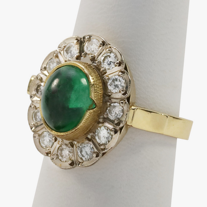 Inel Cu Diamante & Smarald din Aur Galben 18k