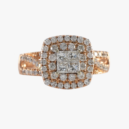 Inel Logodnă cu Diamante din Aur Roz 14k