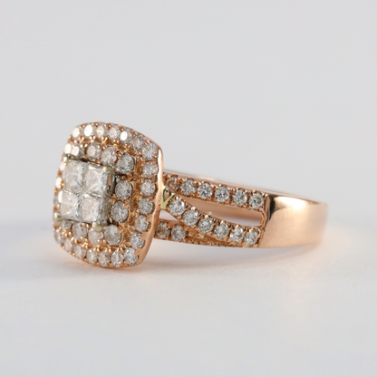 Inel Logodnă cu Diamante din Aur Roz 14k