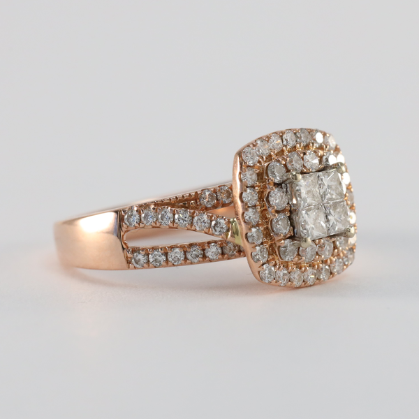 Inel Logodnă cu Diamante din Aur Roz 14k