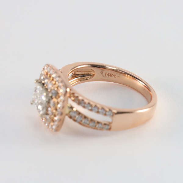 Inel Logodnă cu Diamante din Aur Roz 14k