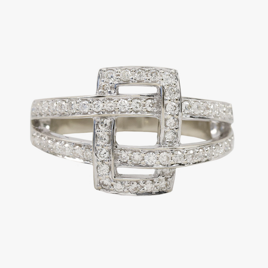 Inel Cu Diamante Aur Alb 18k