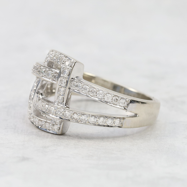 Inel Cu Diamante Aur Alb 18k