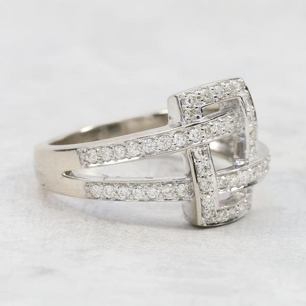 Inel Cu Diamante Aur Alb 18k