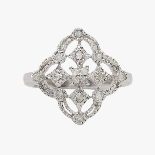 Inel cu Diamante din Aur Alb 10k