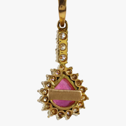 Pandantiv cu Diamante & Rubine din Aur Galben 22k