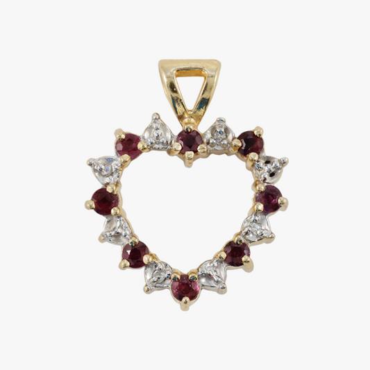 Pandantiv cu Diamante, Rubine & Safire din Aur Alb 14k