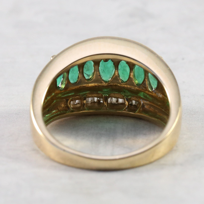 Inel Cu Diamante & Smarald din Aur Galben 14k