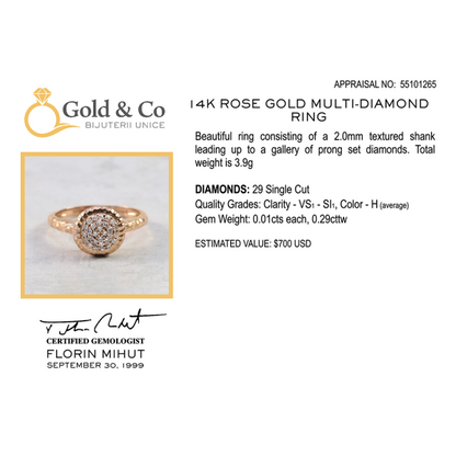 Inel cu Diamante din Aur Roz 14k