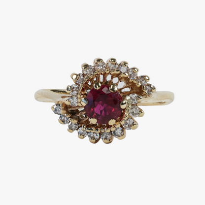 Inel Cu Diamante & Rubine din Aur Galben 14k