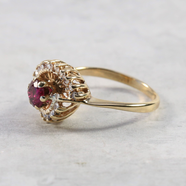 Inel Cu Diamante & Rubine din Aur Galben 14k