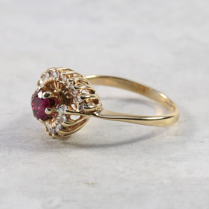 Inel Cu Diamante & Rubine din Aur Galben 14k