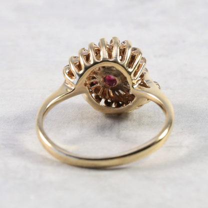 Inel Cu Diamante & Rubine din Aur Galben 14k