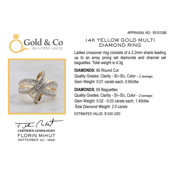 Inel cu Diamante din Aur Galben 14k