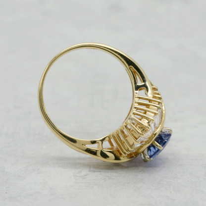Inel cu Diamante & Tanzanit din Aur Galben 14k