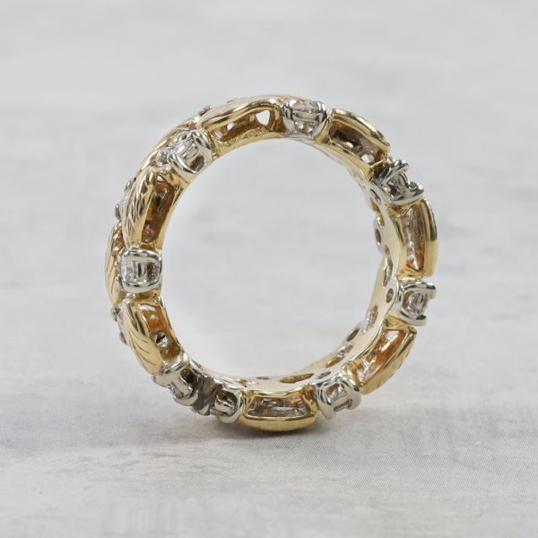 Inel Frunze cu Diamante din Aur Galben 18k