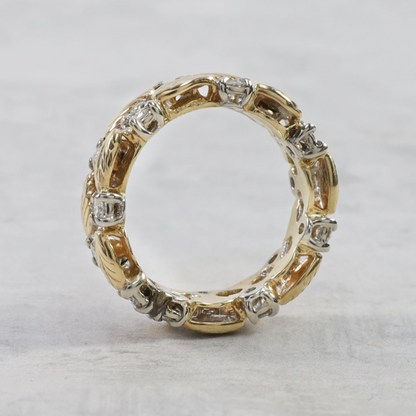 Inel Frunze cu Diamante din Aur Galben 18k