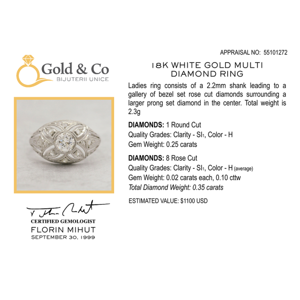 Inel cu Diamante din Aur Alb 18k