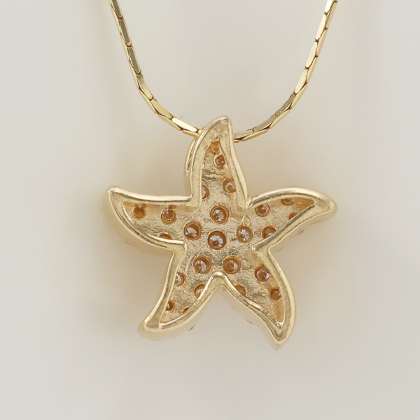 Colier & Pandantiv Stea de Mare cu Diamante din Aur Galben 14k