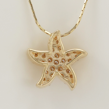Colier & Pandantiv Stea de Mare cu Diamante din Aur Galben 14k