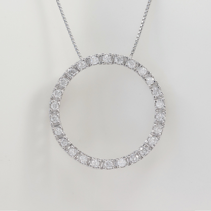 Colier & Pandantiv cu Cerc de Diamante din Aur Alb 14k