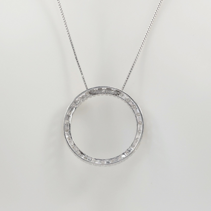 Colier & Pandantiv cu Cerc de Diamante din Aur Alb 14k