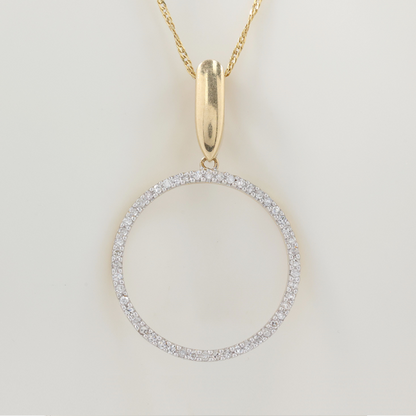 Colier & Pandantiv cu Cerc de Diamante din Aur Galben 14k