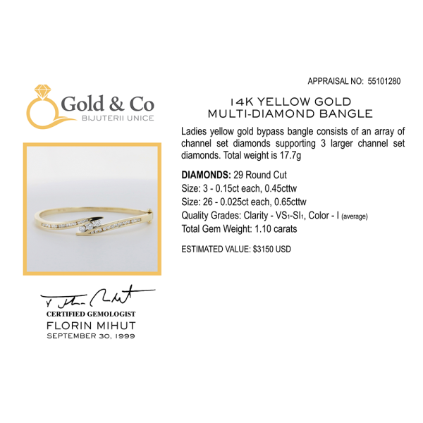 Brăţară cu Diamante din Aur Galben 14k
