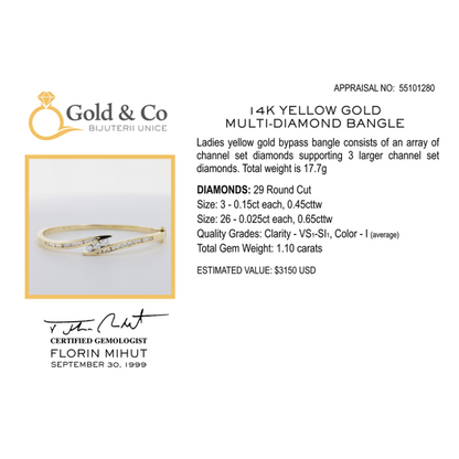 Brăţară cu Diamante din Aur Galben 14k