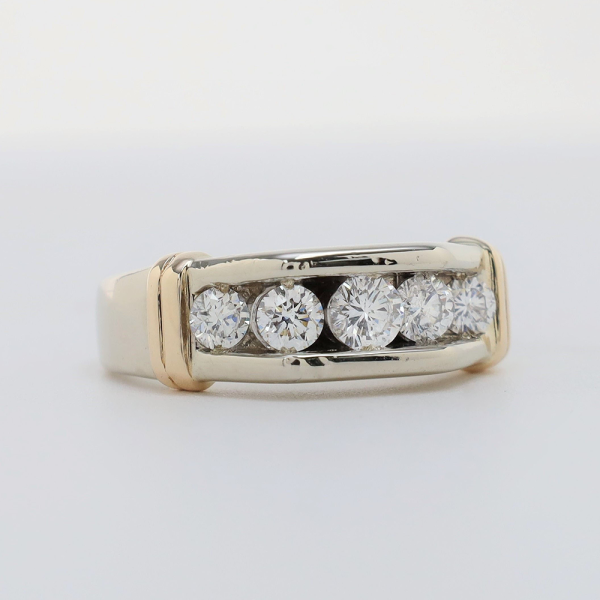 Inel cu Diamante din Aur Alb Și Galben 14k