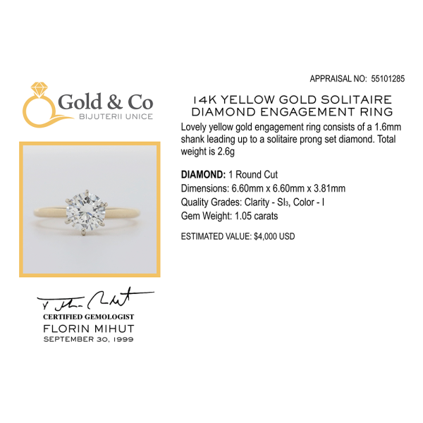 Inel Logodnă cu Diamante Aur Galben 14k