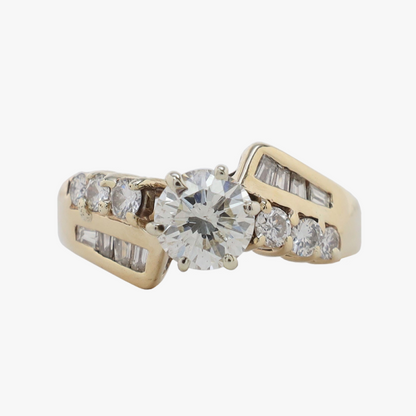Inel Logodnă cu Diamante din Aur Galben 14k