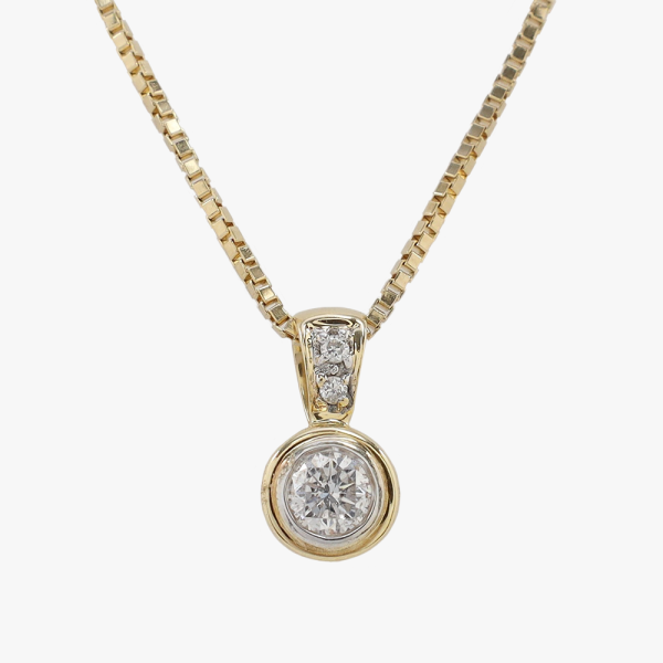 Colier & Pandantiv cu Diamante din Aur Galben 14k