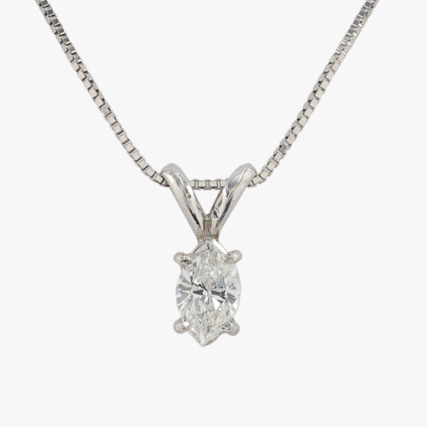 Pandantiv cu Diamant Marchiza din Aur Alb 14k